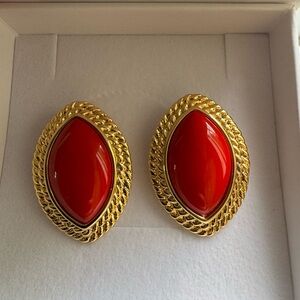 Radiant Gold and Red Statement Earrings - NEVER WORN